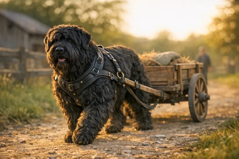 Black Russian Terriers as Draft Dogs