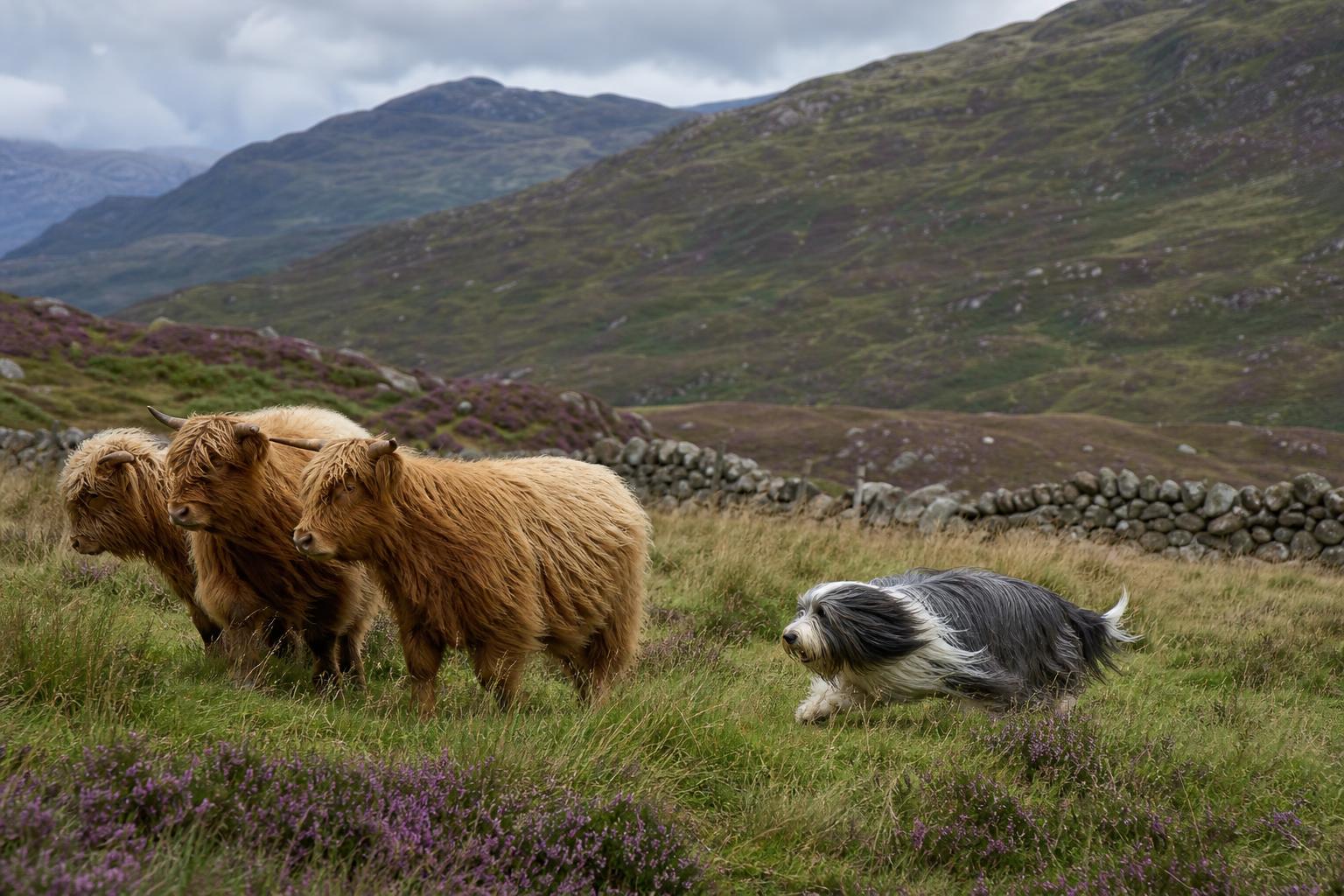 Bearded Collies and Highland Sheep Work